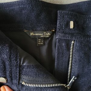 Suede leather belted midi skirt